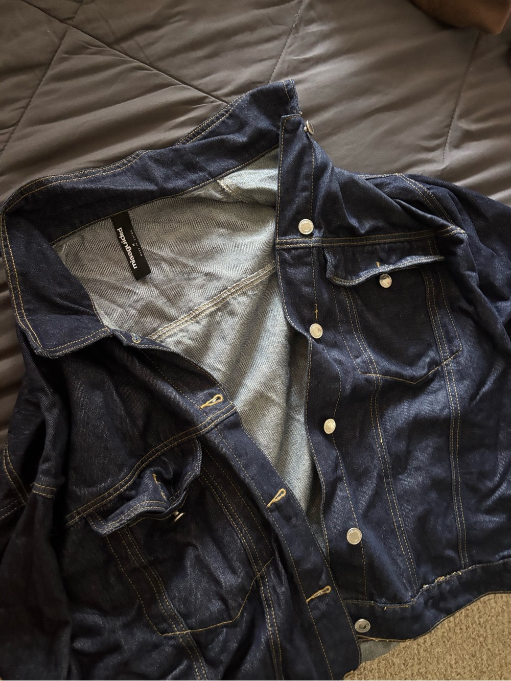 Dark Indigo Denim Jacket with Contrast Stitching